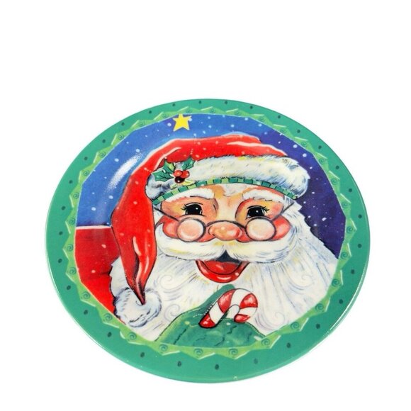 2006 Hobby Lobby Ceramic Round Dish Plate Set 4 Santa Claus Holiday Christmas - Picture 2 of 16